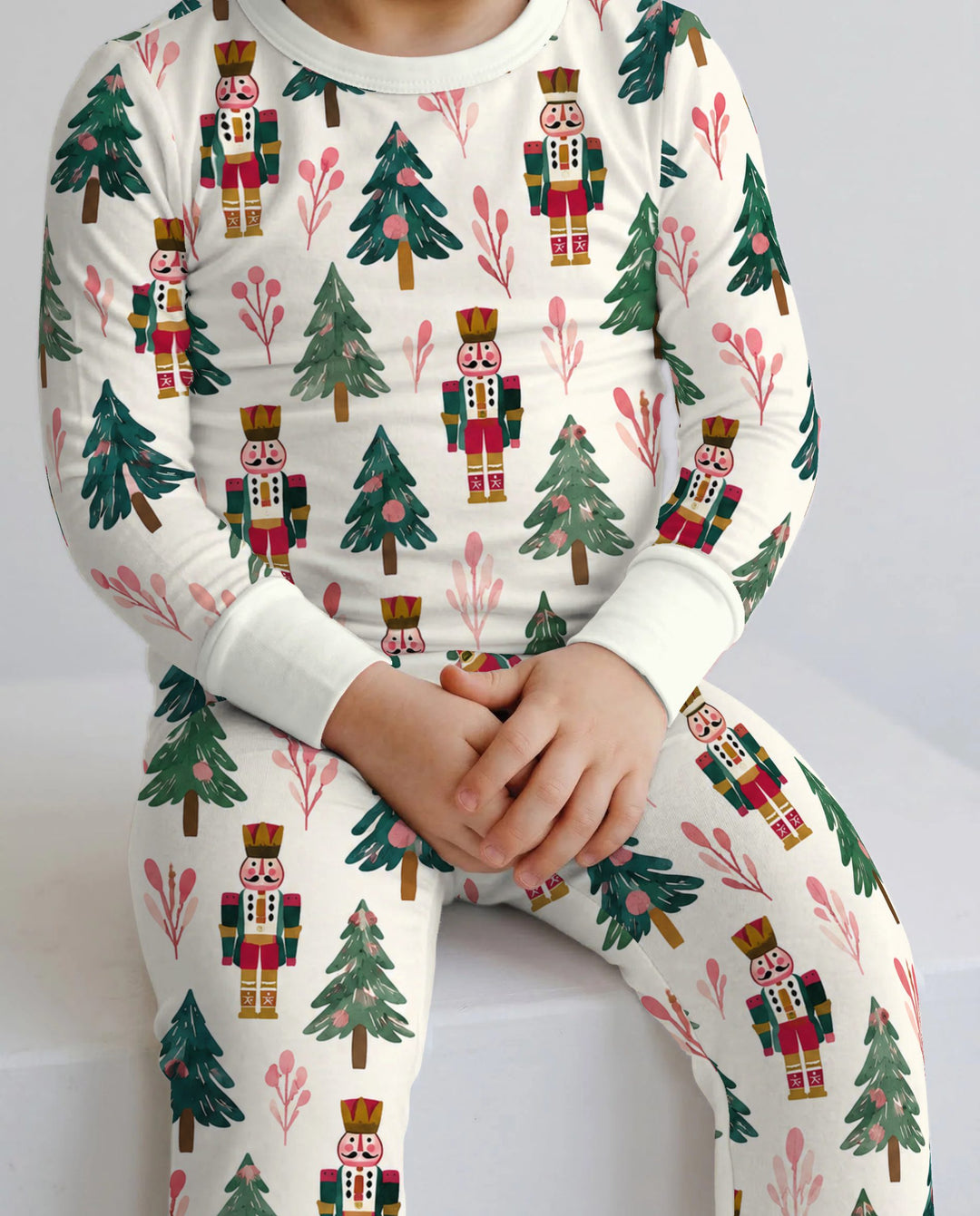 Nutcracker & Christmas Trees Bamboo Two Piece Long Sleeve Pajama Set