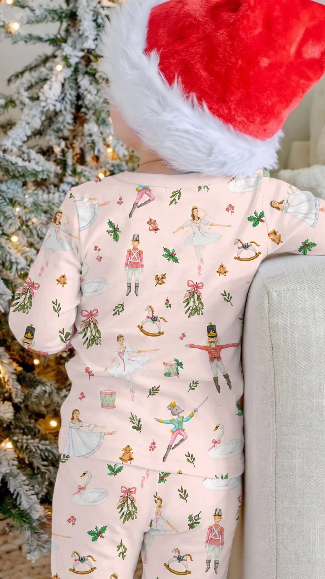 Pink Nutcracker Ballet Christmas Bamboo Two Piece Long Sleeve Pajama Set