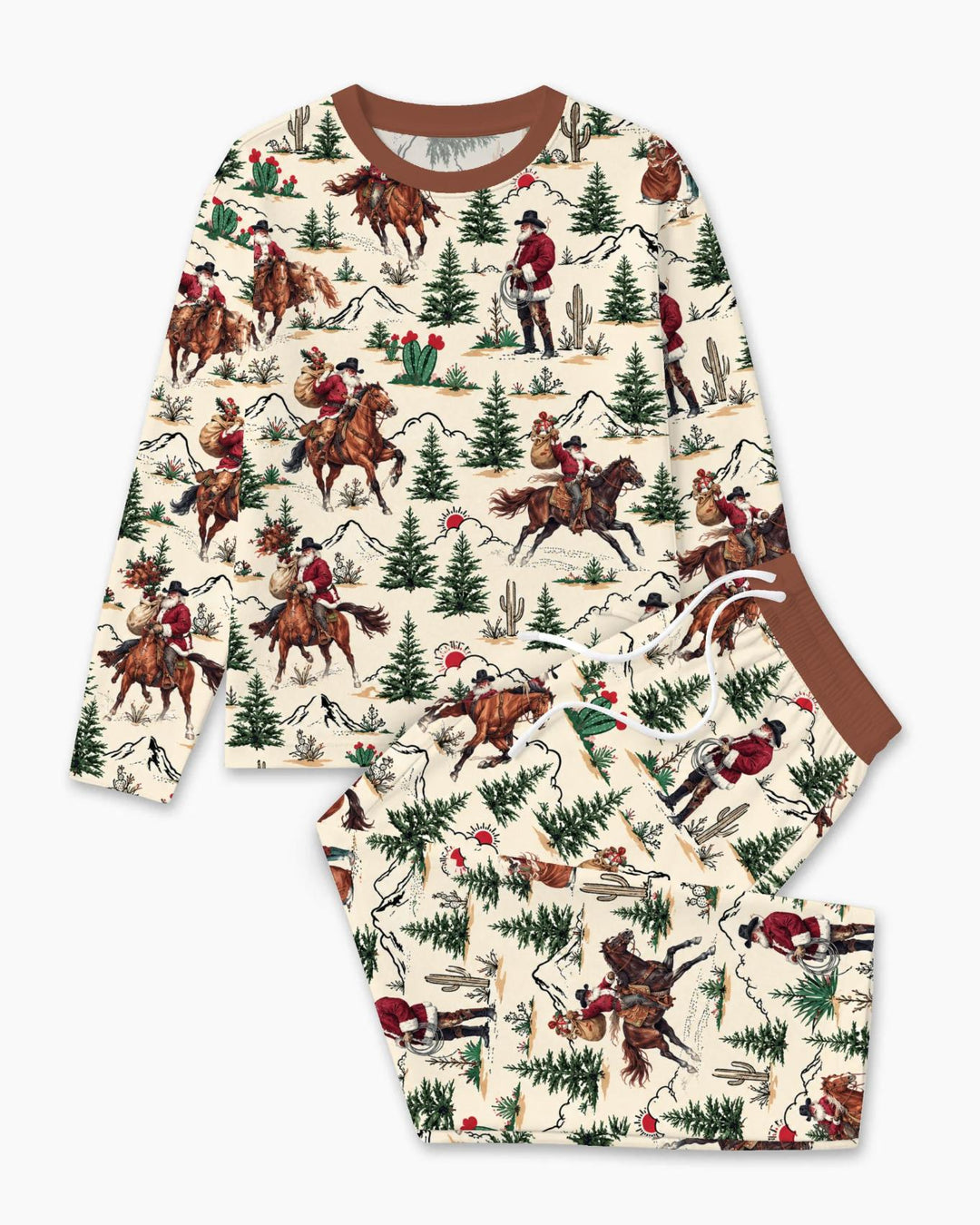 Western Cowboy Santa Christmas Bamboo Men's Pajama Set