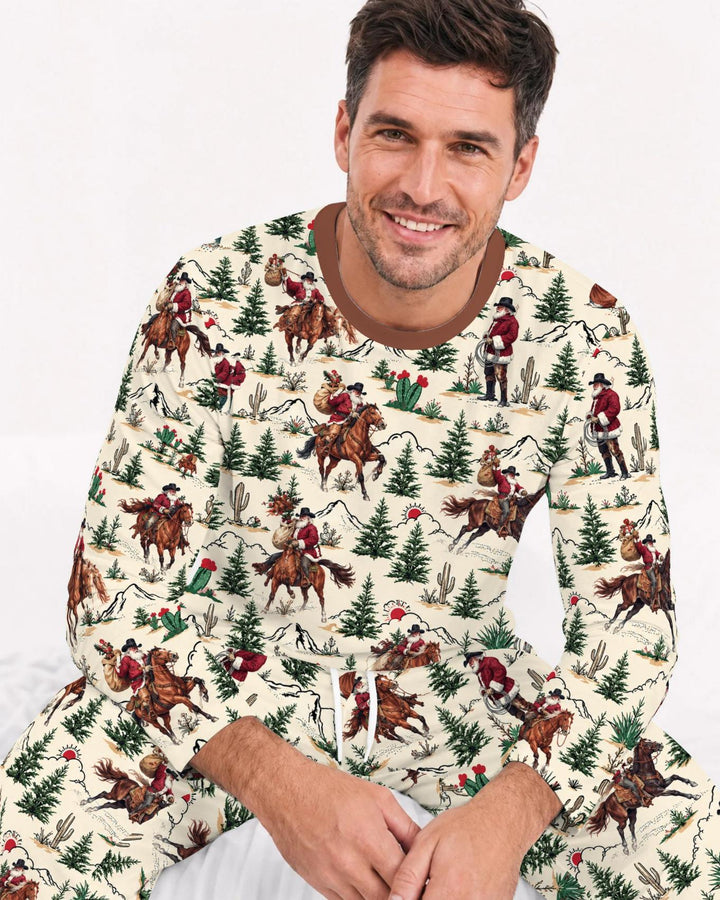 Western Cowboy Santa Christmas Bamboo Men's Pajama Set