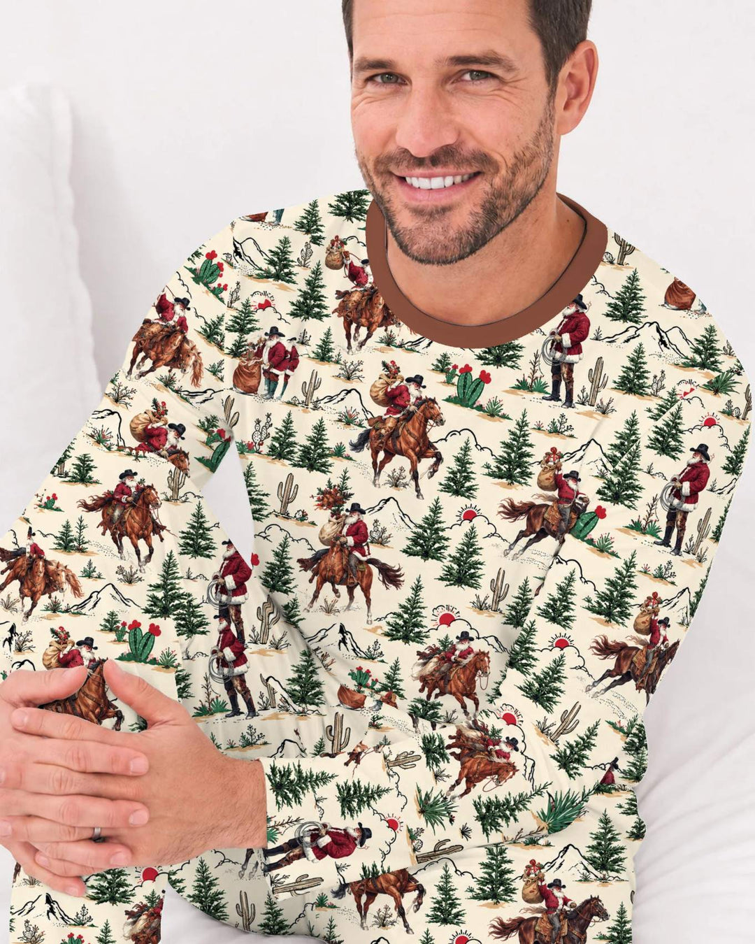 Western Cowboy Santa Christmas Bamboo Men's Pajama Set