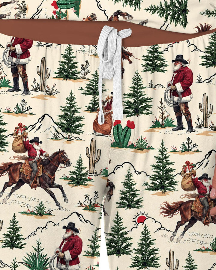 Western Cowboy Santa Christmas Bamboo Men's Pajama Set