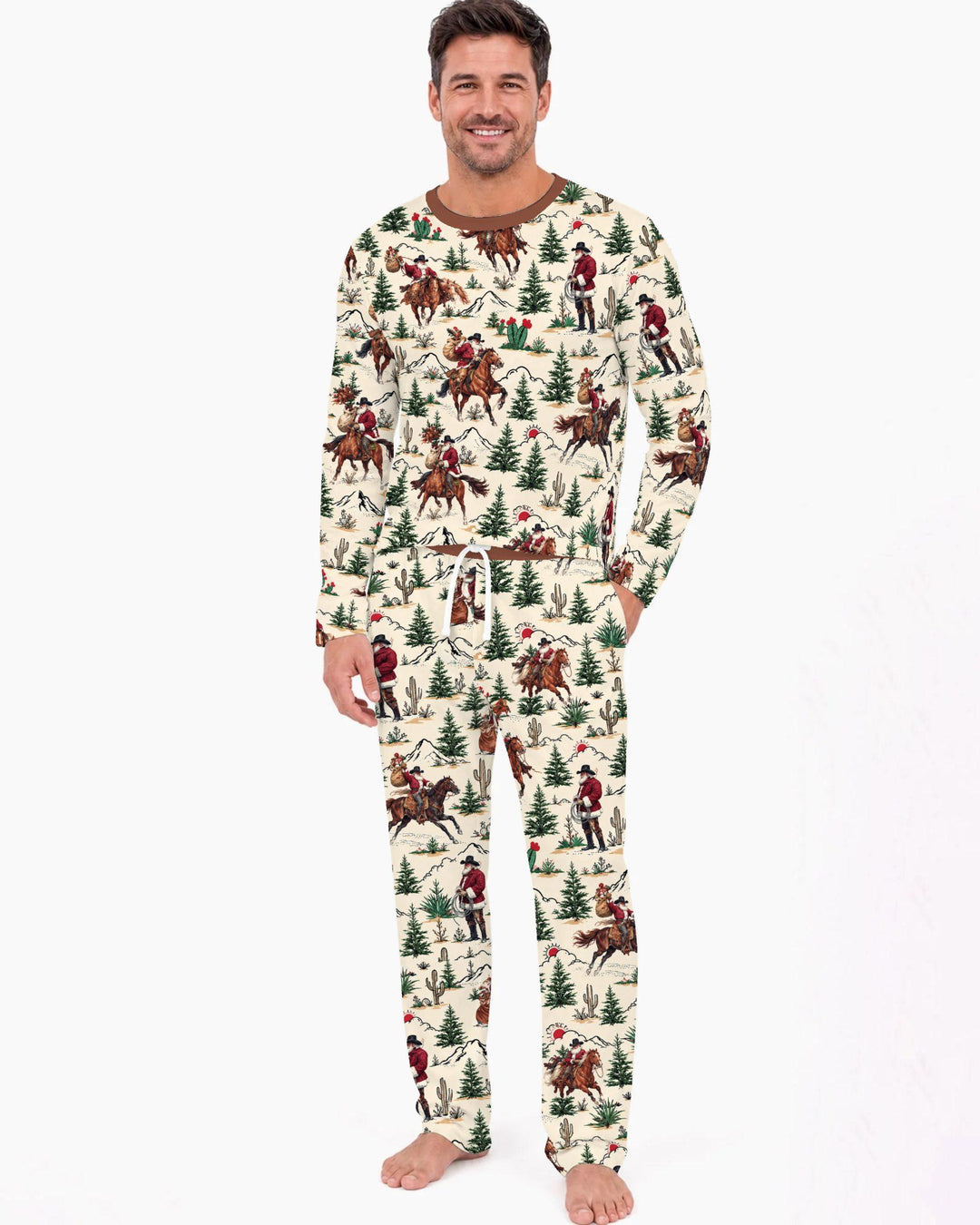 Western Cowboy Santa Christmas Bamboo Men's Pajama Set