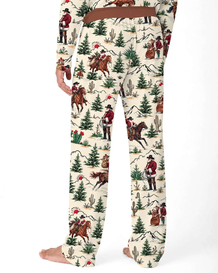 Western Cowboy Santa Christmas Bamboo Men's Pajama Set