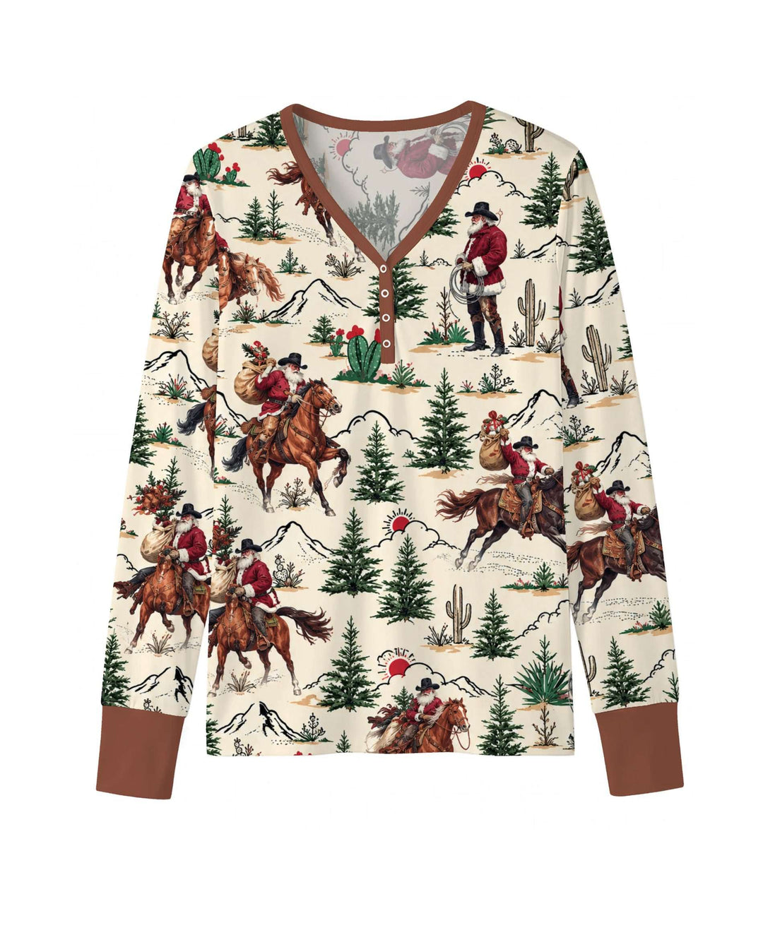 Western Cowboy Santa Christmas Bamboo Women Pajama Set