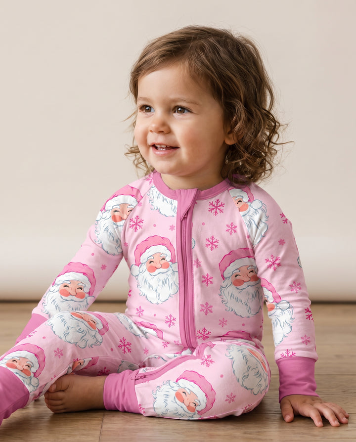 Pink Santa Snowflakes Bamboo Convertible Zippy