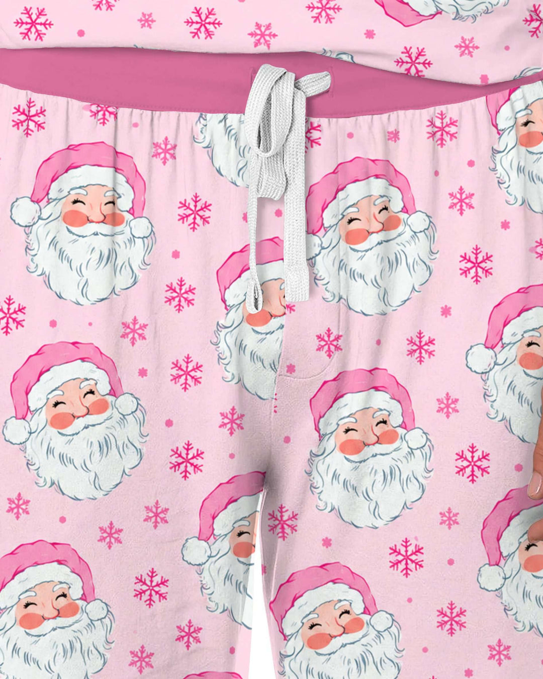 Pink Santa Snowflakes Bamboo Men's Pajama Set