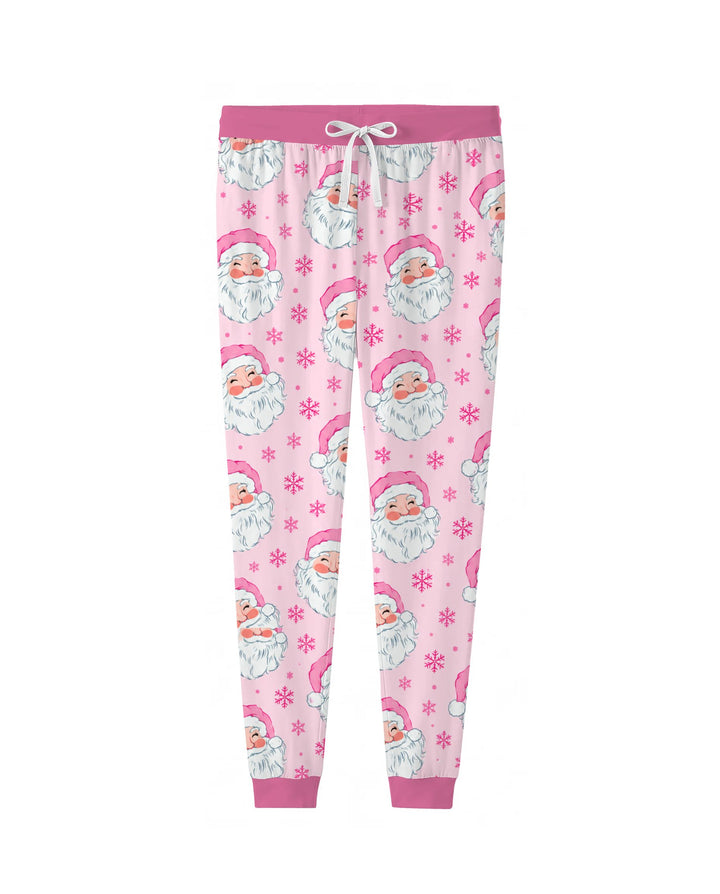 Pink Santa Snowflakes Bamboo Women Pajama Set