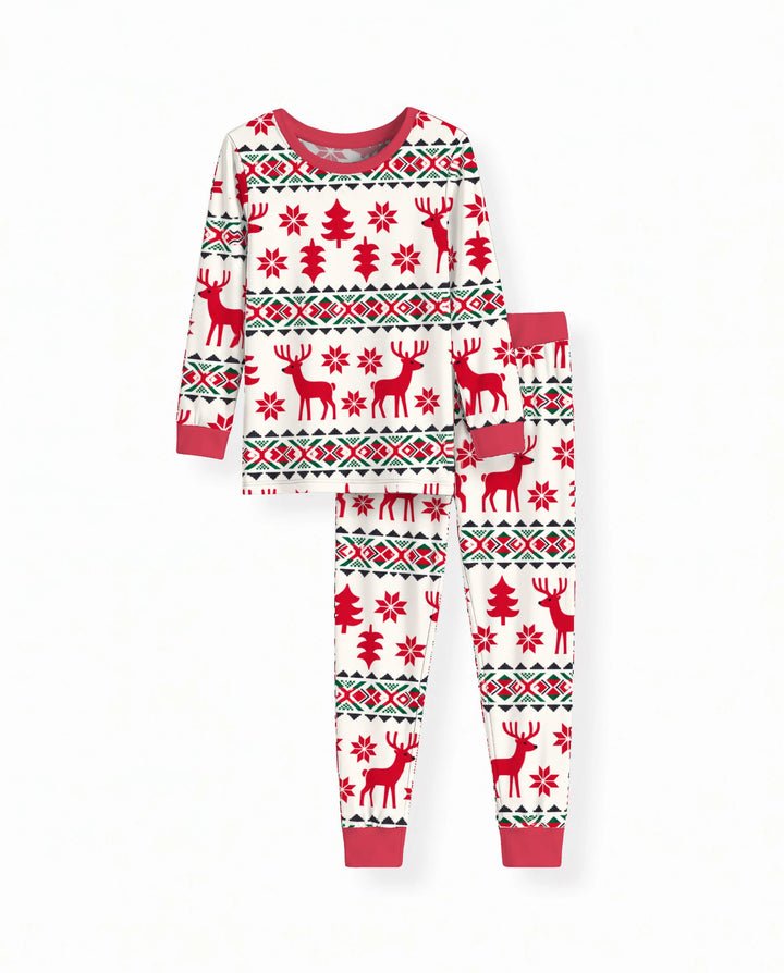 Nordic Reindeer Christmas Bamboo Two Piece Long Sleeve Pajama Set