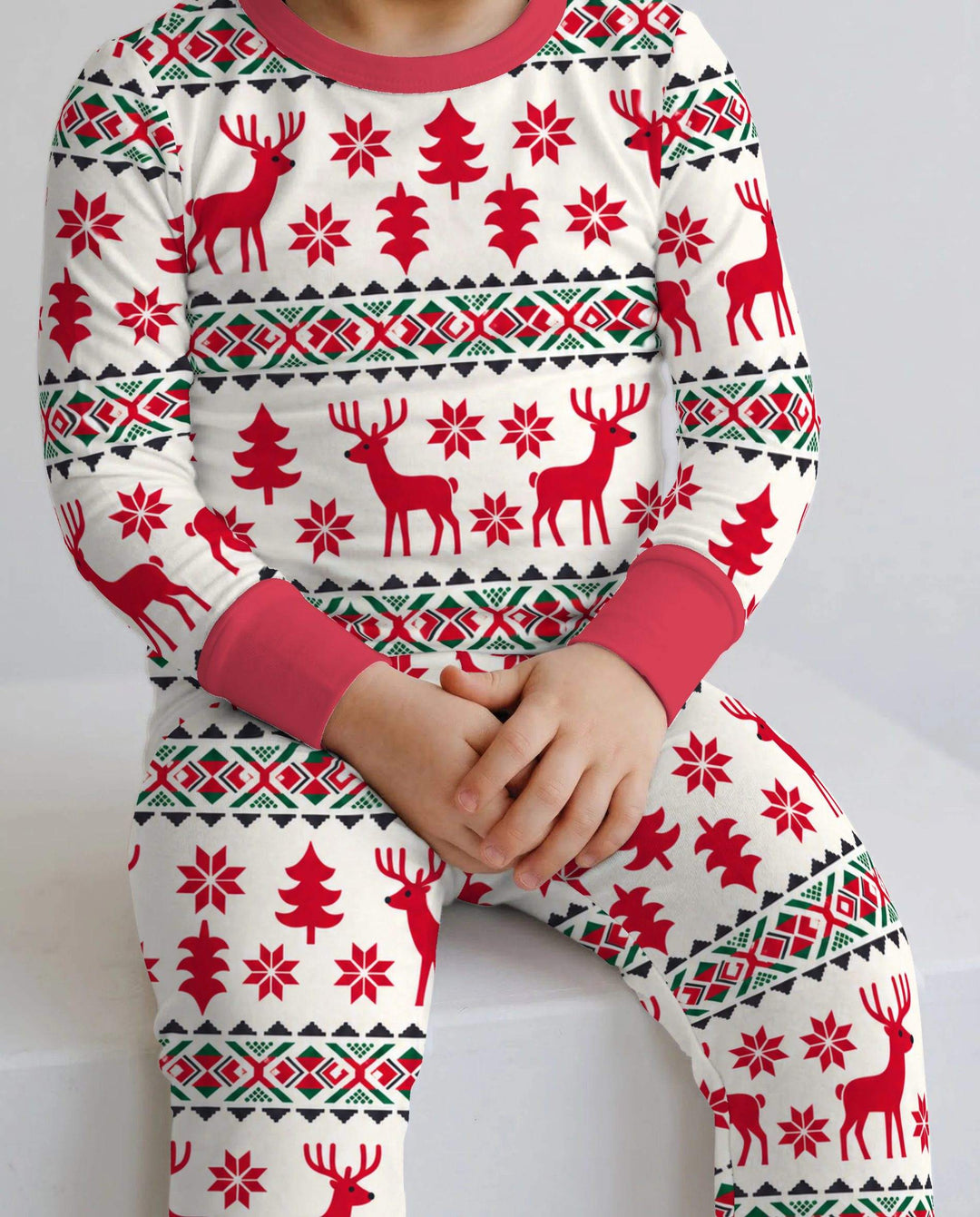 Nordic Reindeer Christmas Bamboo Two Piece Long Sleeve Pajama Set