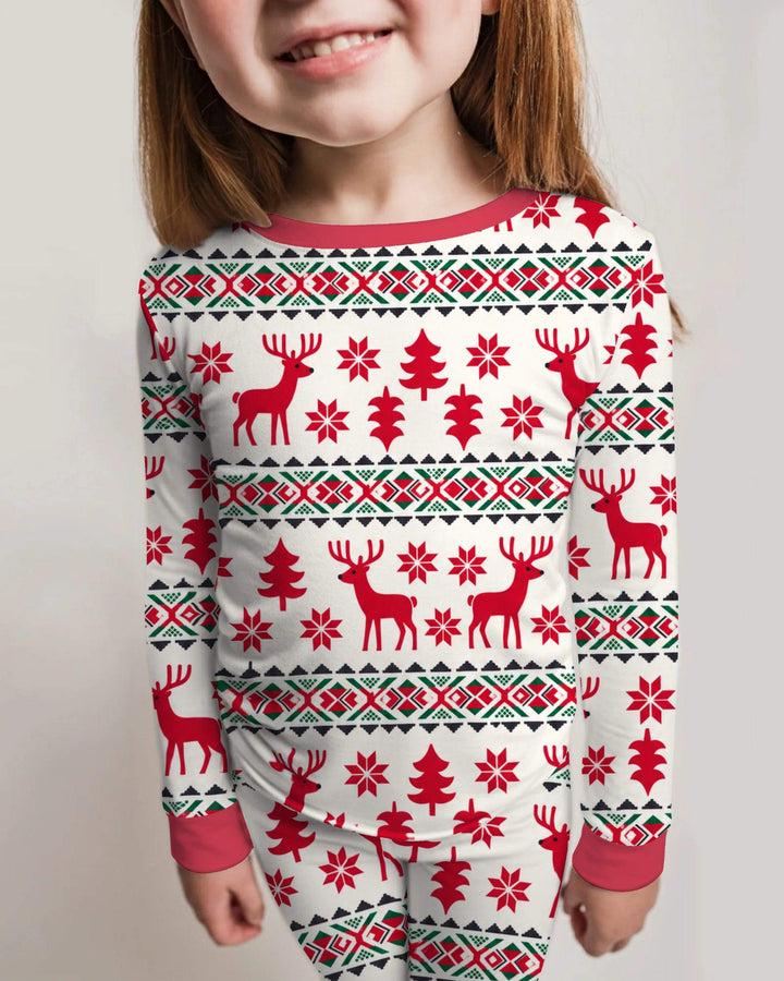 Nordic Reindeer Christmas Bamboo Two Piece Long Sleeve Pajama Set