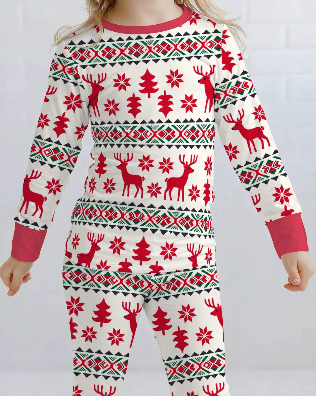 Nordic Reindeer Christmas Bamboo Two Piece Long Sleeve Pajama Set