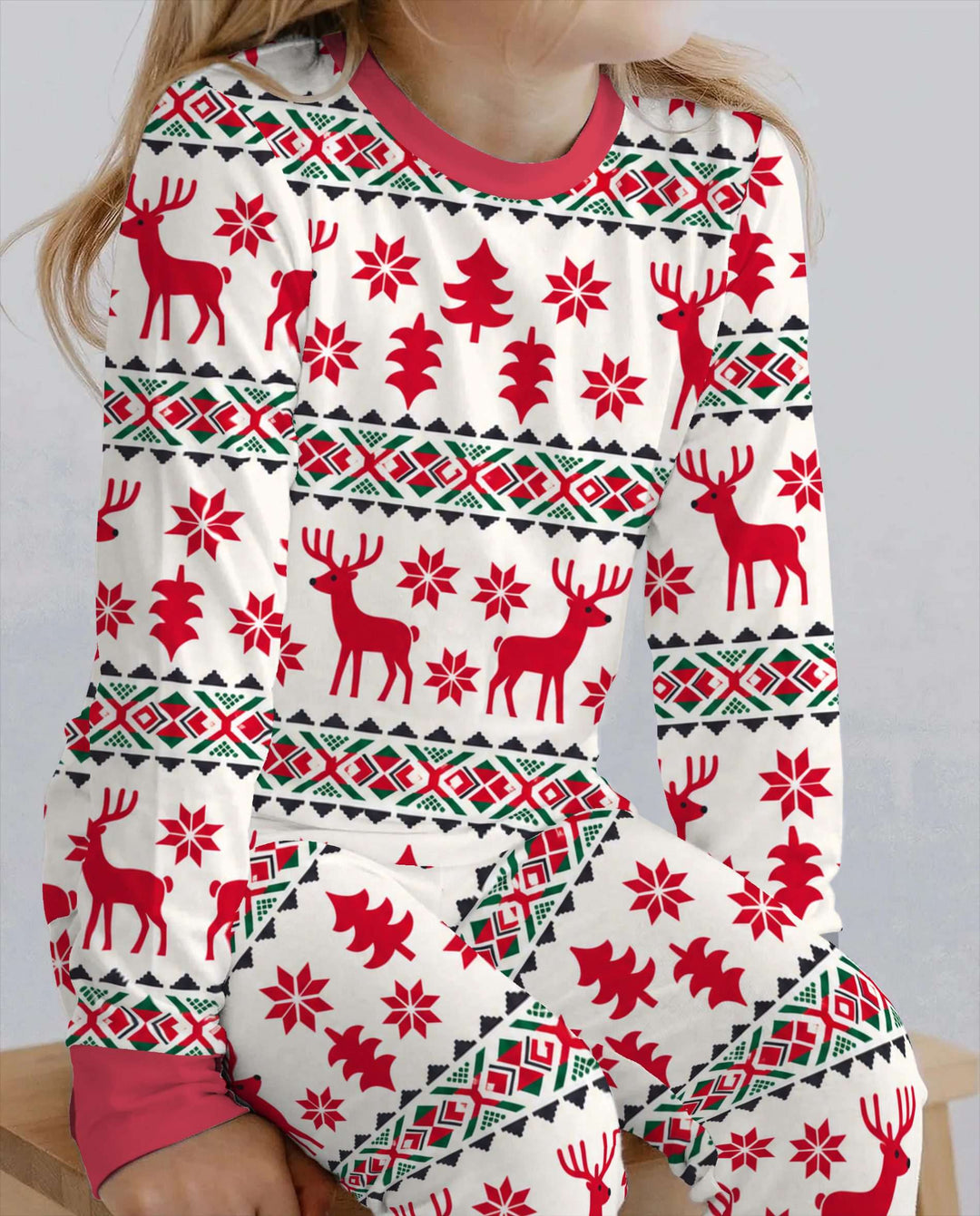 Nordic Reindeer Christmas Bamboo Two Piece Long Sleeve Pajama Set