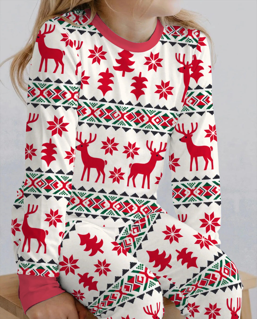 Nordic Reindeer Christmas Bamboo Two Piece Long Sleeve Pajama Set