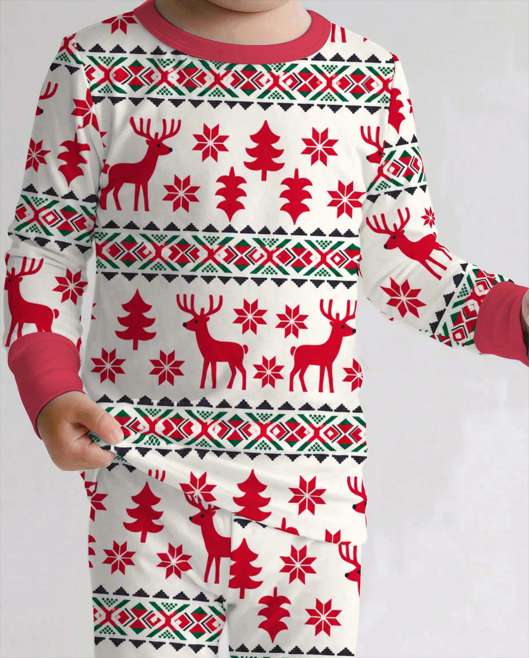 Nordic Reindeer Christmas Bamboo Two Piece Long Sleeve Pajama Set