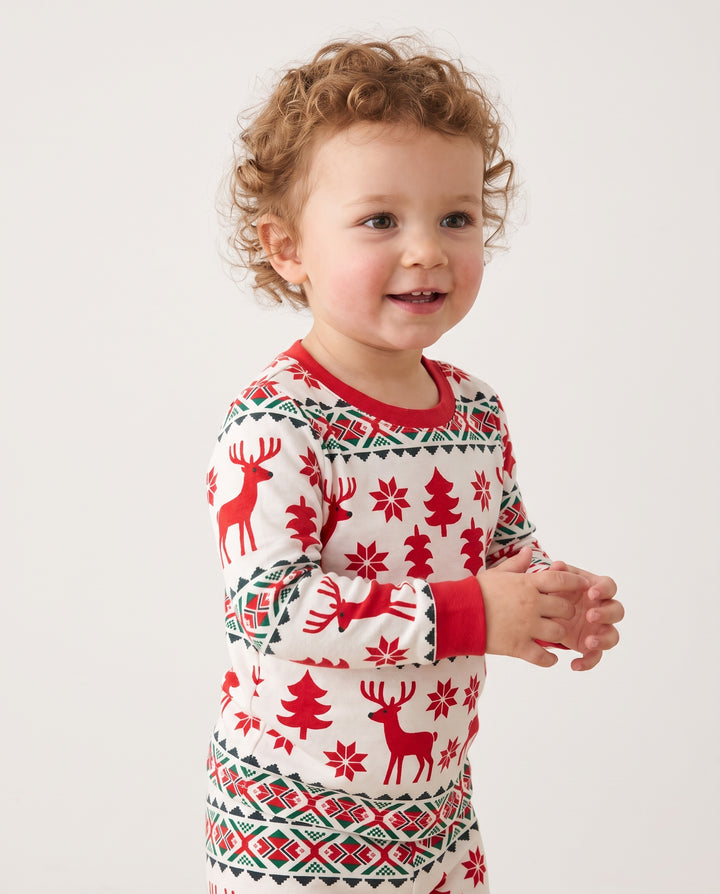 Nordic Reindeer Christmas Bamboo Two Piece Long Sleeve Pajama Set