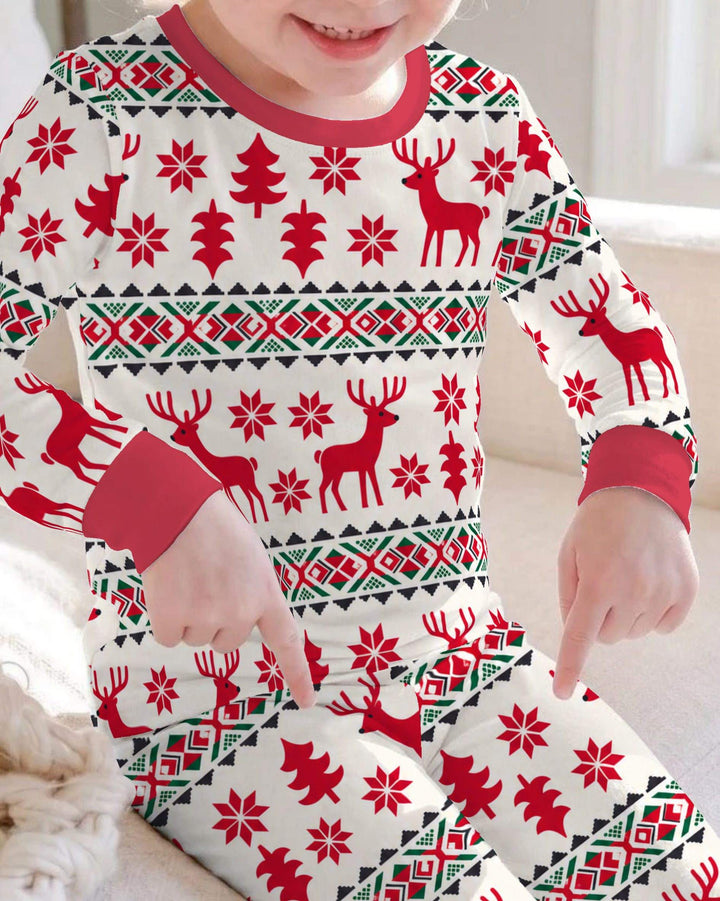 Nordic Reindeer Christmas Bamboo Two Piece Long Sleeve Pajama Set