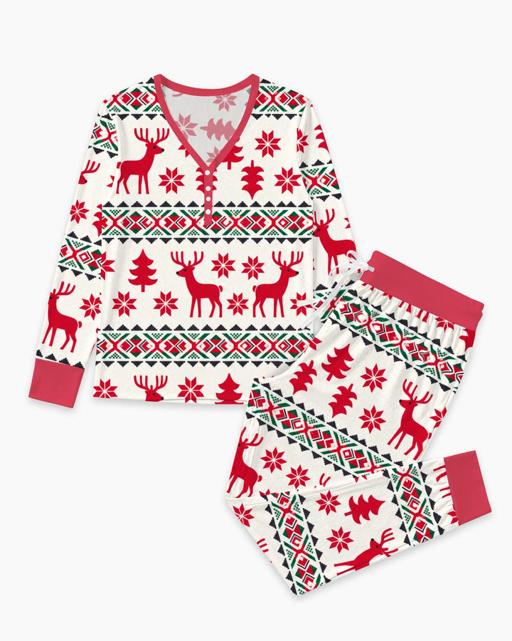Nordic Reindeer Christmas Bamboo Women Pajama Set