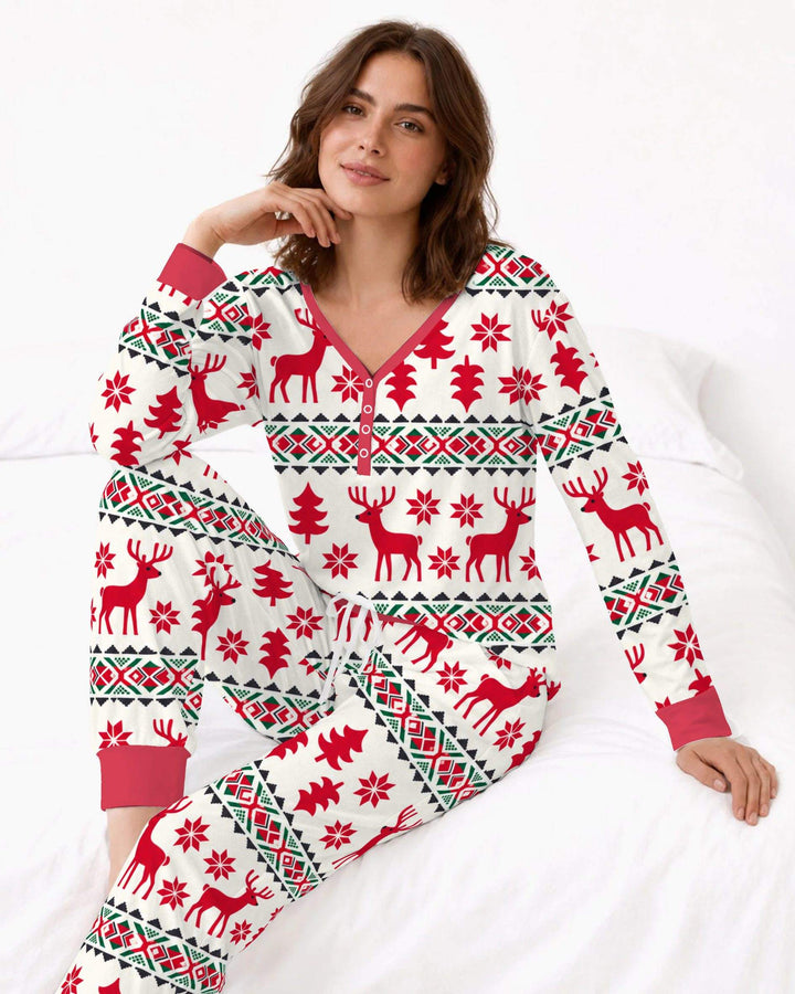Nordic Reindeer Christmas Bamboo Women Pajama Set