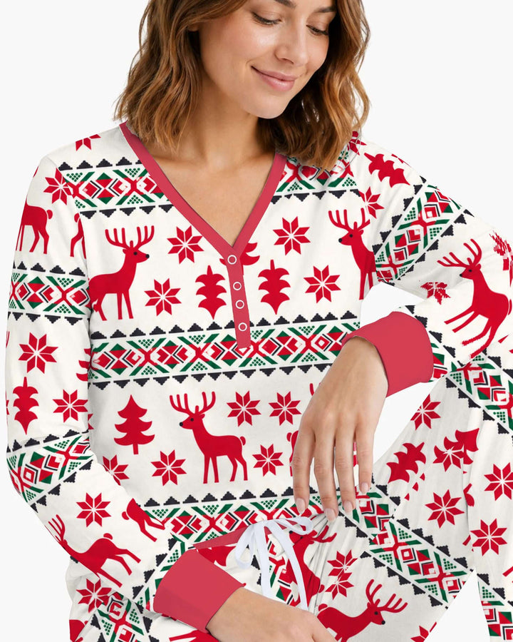 Nordic Reindeer Christmas Bamboo Women Pajama Set