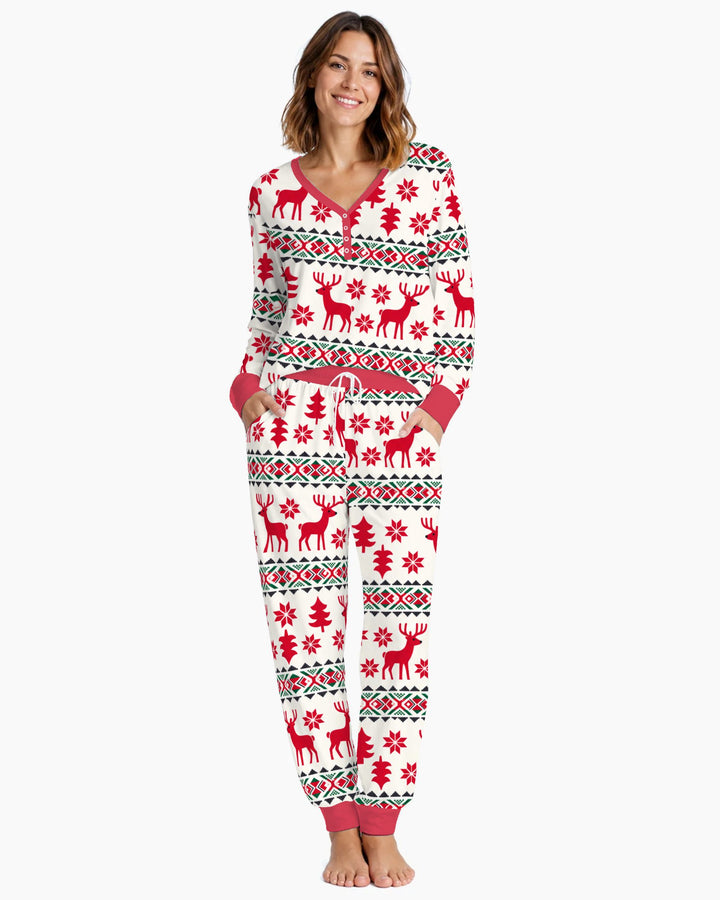 Nordic Reindeer Christmas Bamboo Women Pajama Set