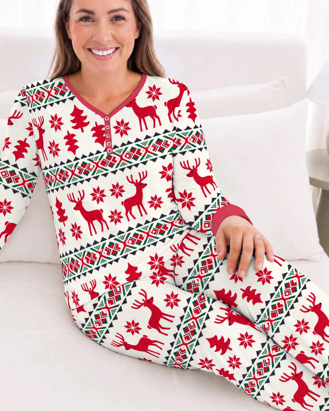 Nordic Reindeer Christmas Bamboo Women Pajama Set