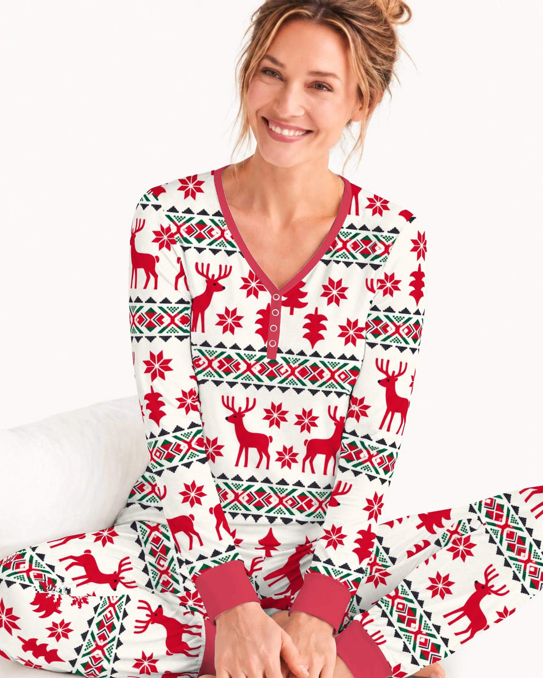 Nordic Reindeer Christmas Bamboo Women Pajama Set