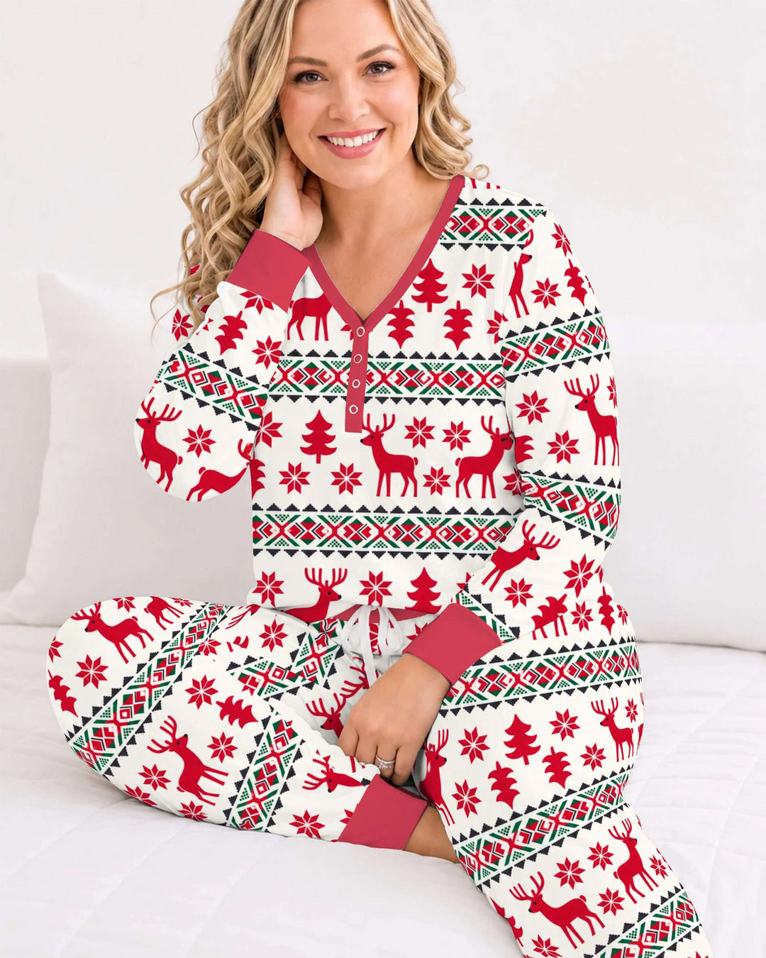 Nordic Reindeer Christmas Bamboo Women Pajama Set