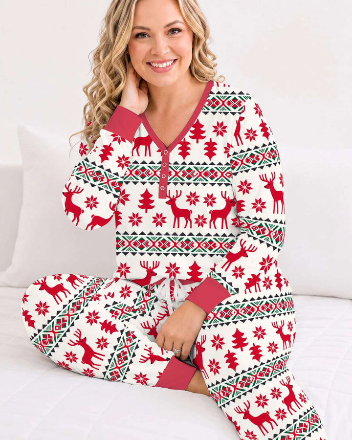 Nordic Reindeer Christmas Bamboo Women Pajama Set