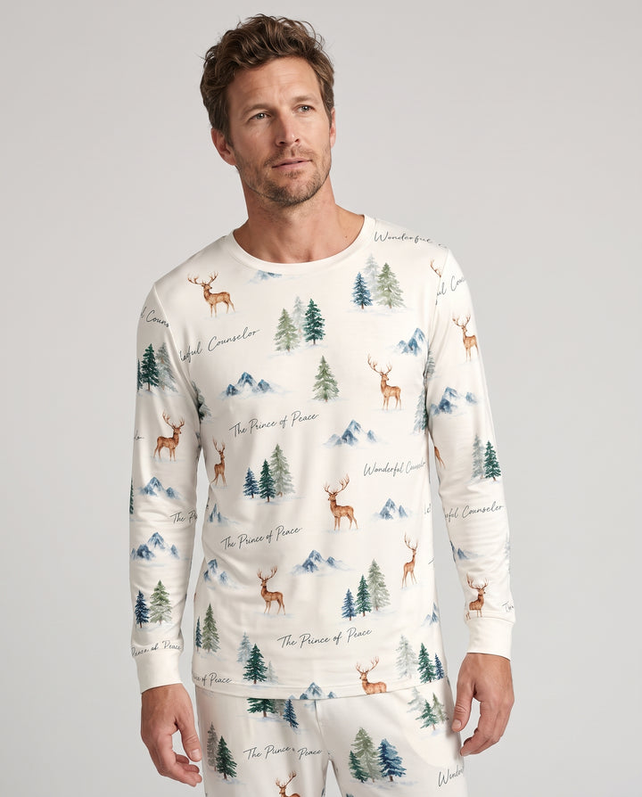 Prince of Peace Winter Woodland Bamboo Men's Pajama Set