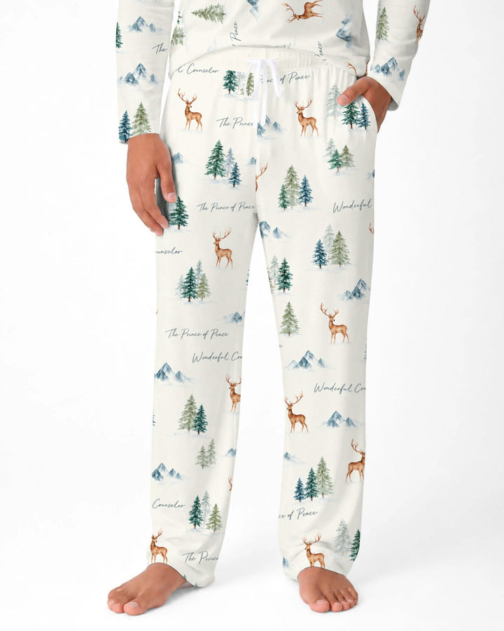 Prince of Peace Winter Woodland Bamboo Men's Pajama Set