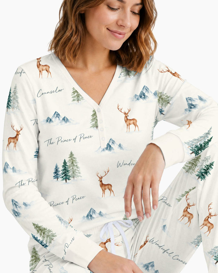 Prince of Peace Winter Woodland Bamboo Women Pajama Set