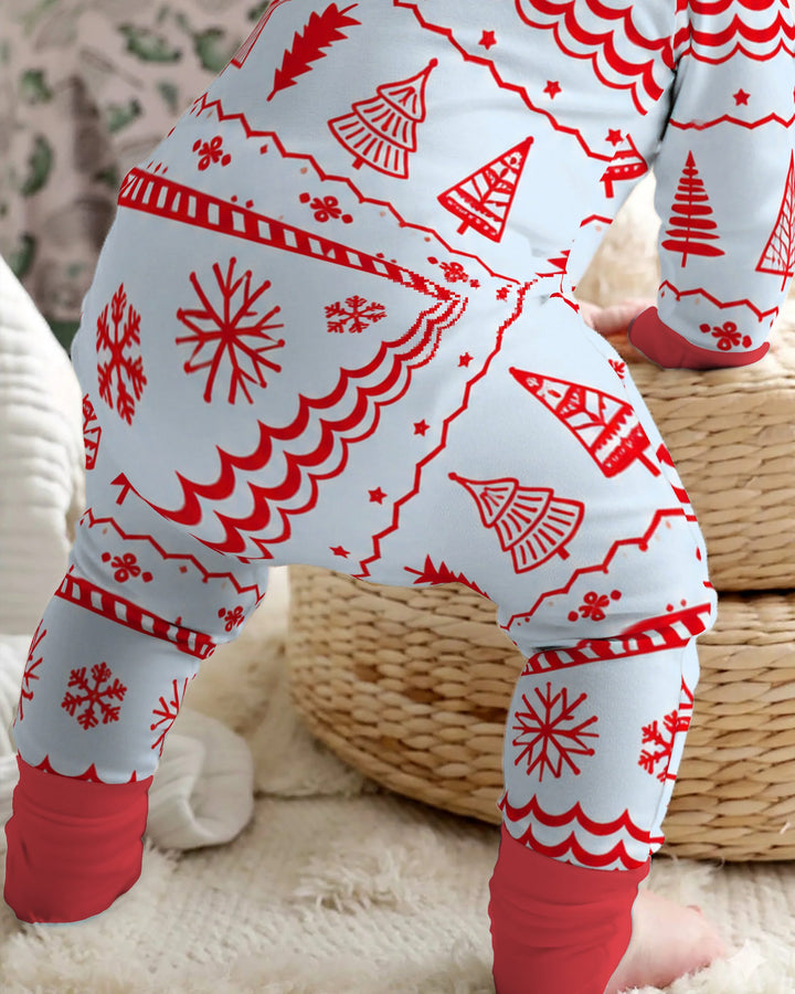 Red Nordic Christmas Trees & Snowflakes Bamboo Convertible Zippy