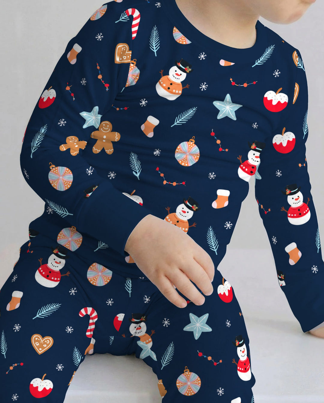 Midnight Snowman Christmas Treats Bamboo Two Piece Long Sleeve Pajama Set