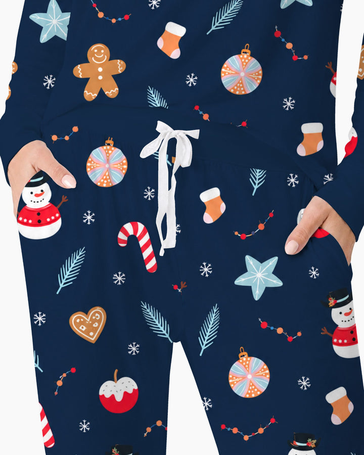 Midnight Snowman Christmas Treats Bamboo Women Pajama Set
