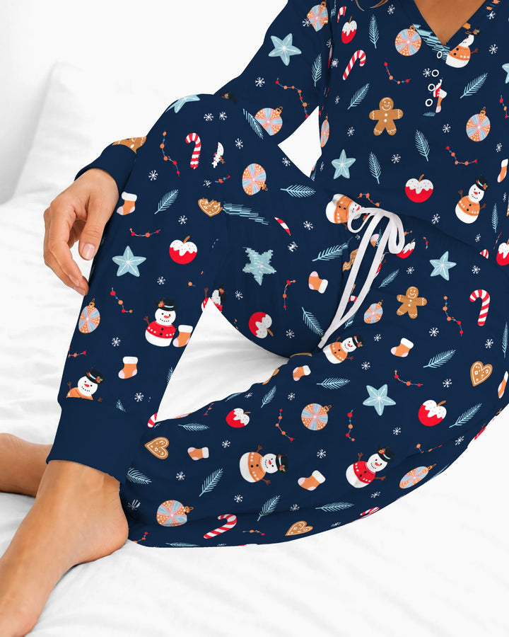 Midnight Snowman Christmas Treats Bamboo Women Pajama Set