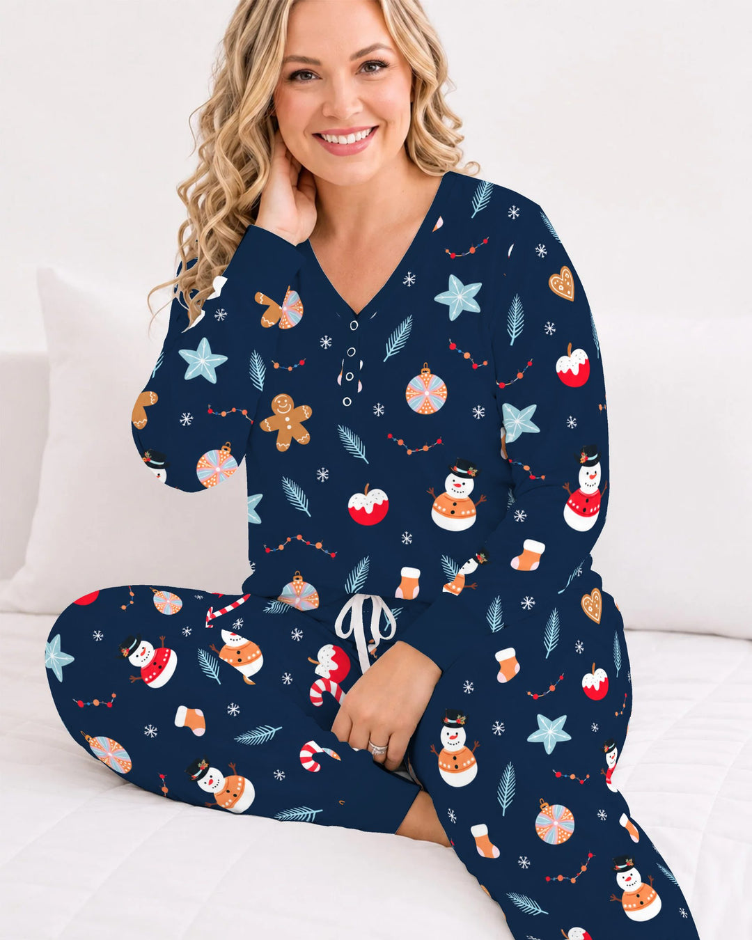 Midnight Snowman Christmas Treats Bamboo Women Pajama Set