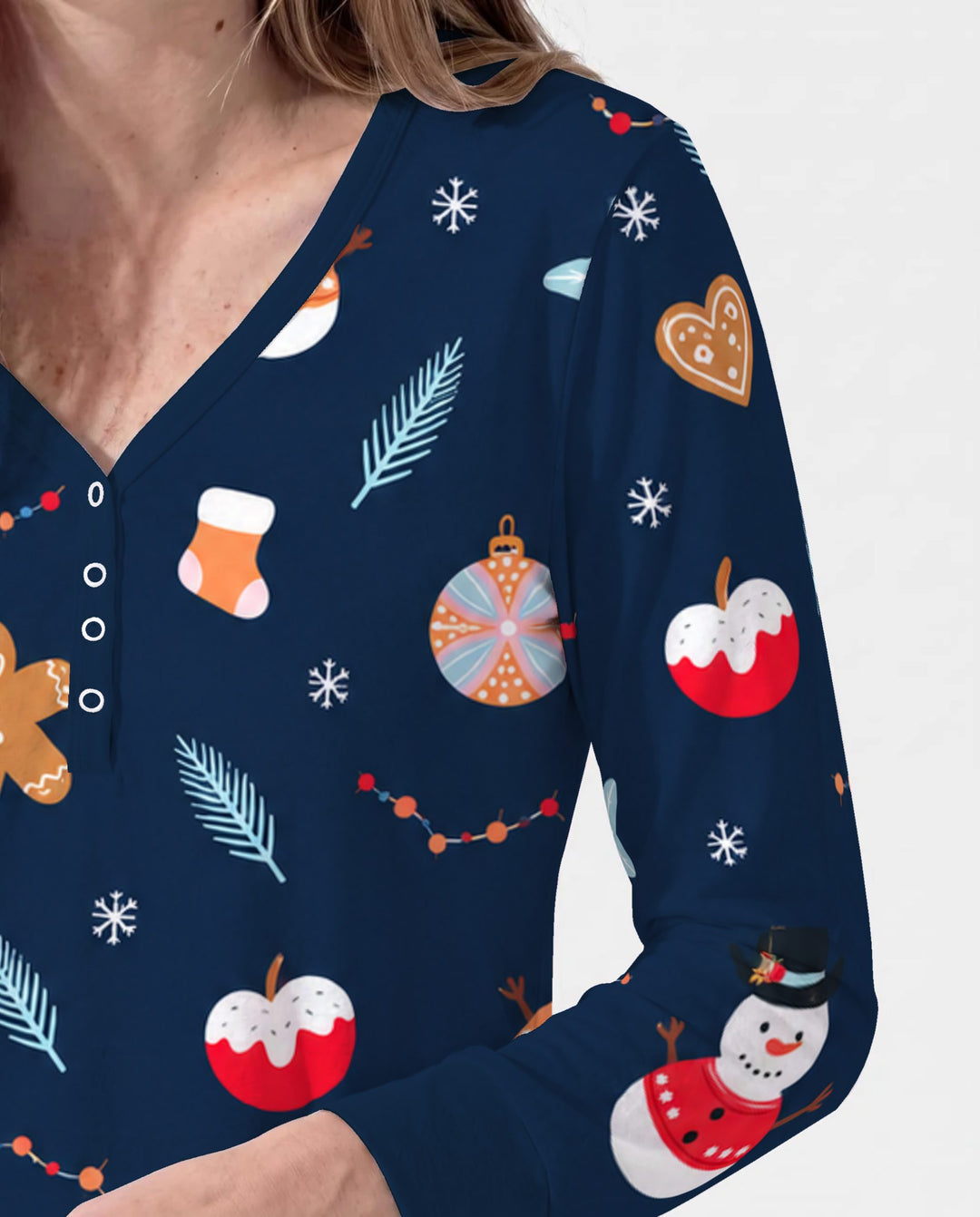 Midnight Snowman Christmas Treats Bamboo Women Pajama Set