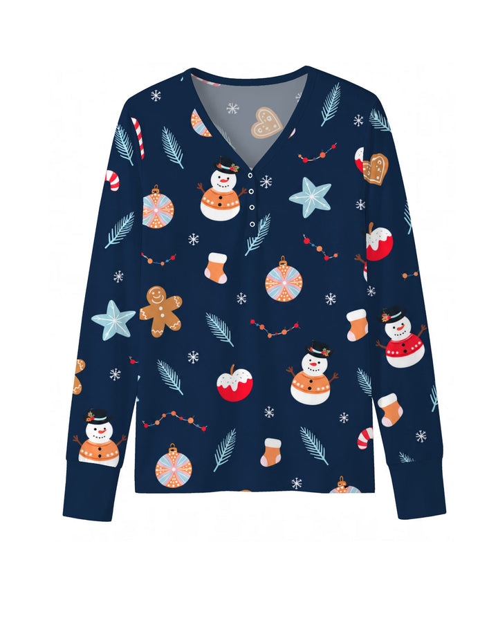Midnight Snowman Christmas Treats Bamboo Women Pajama Set