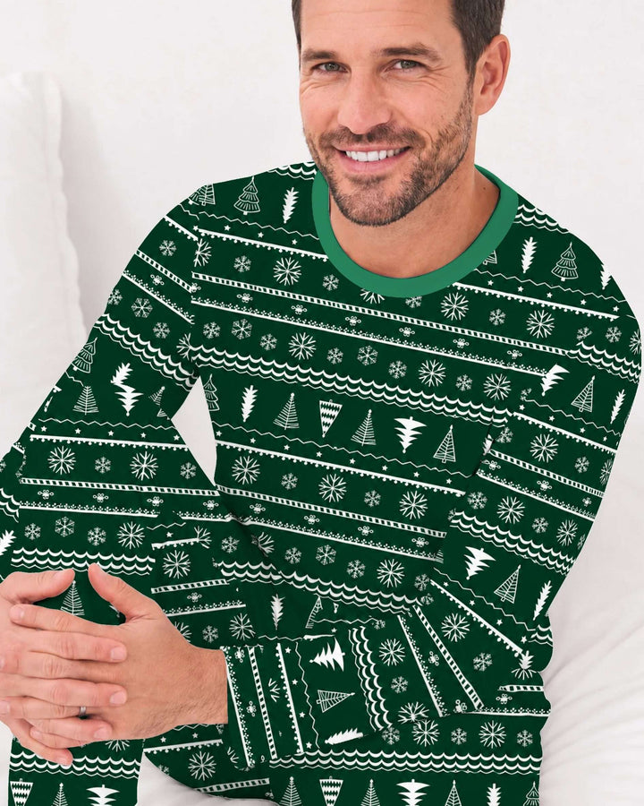 Evergreen Nordic Christmas Trees Bamboo Men's Pajama Set