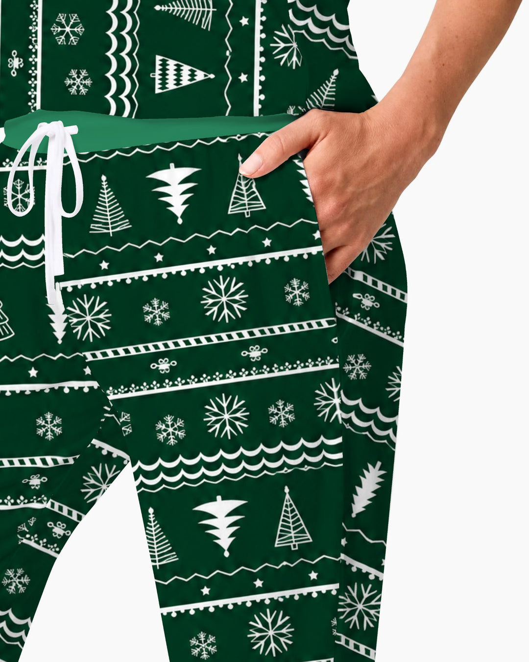 Evergreen Nordic Christmas Trees Bamboo Women Pajama Set