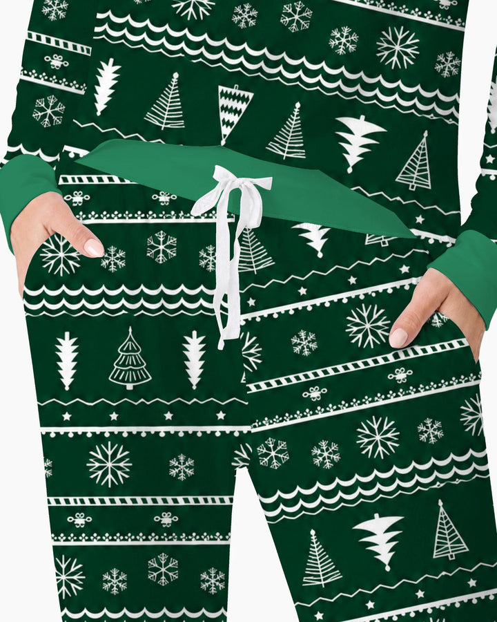 Evergreen Nordic Christmas Trees Bamboo Women Pajama Set
