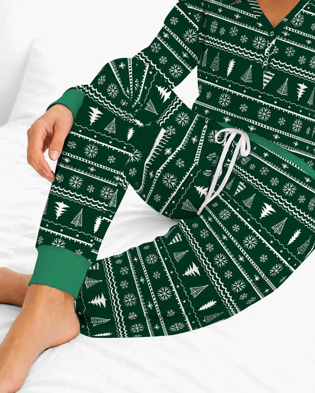 Evergreen Nordic Christmas Trees Bamboo Women Pajama Set