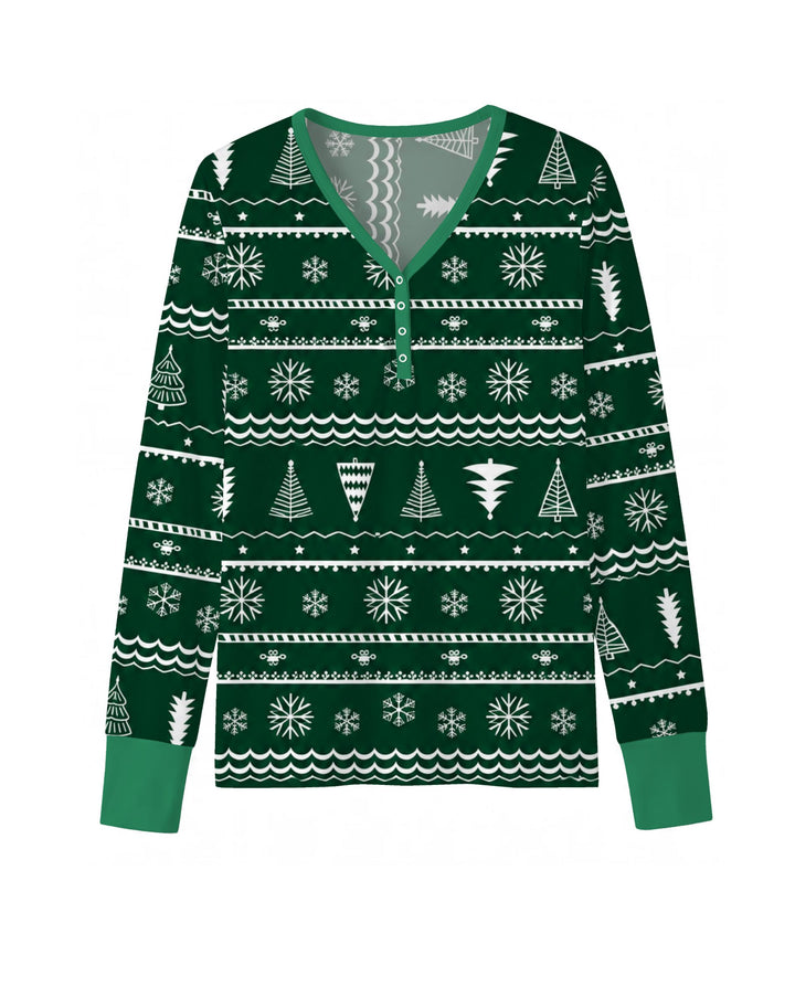 Evergreen Nordic Christmas Trees Bamboo Women Pajama Set