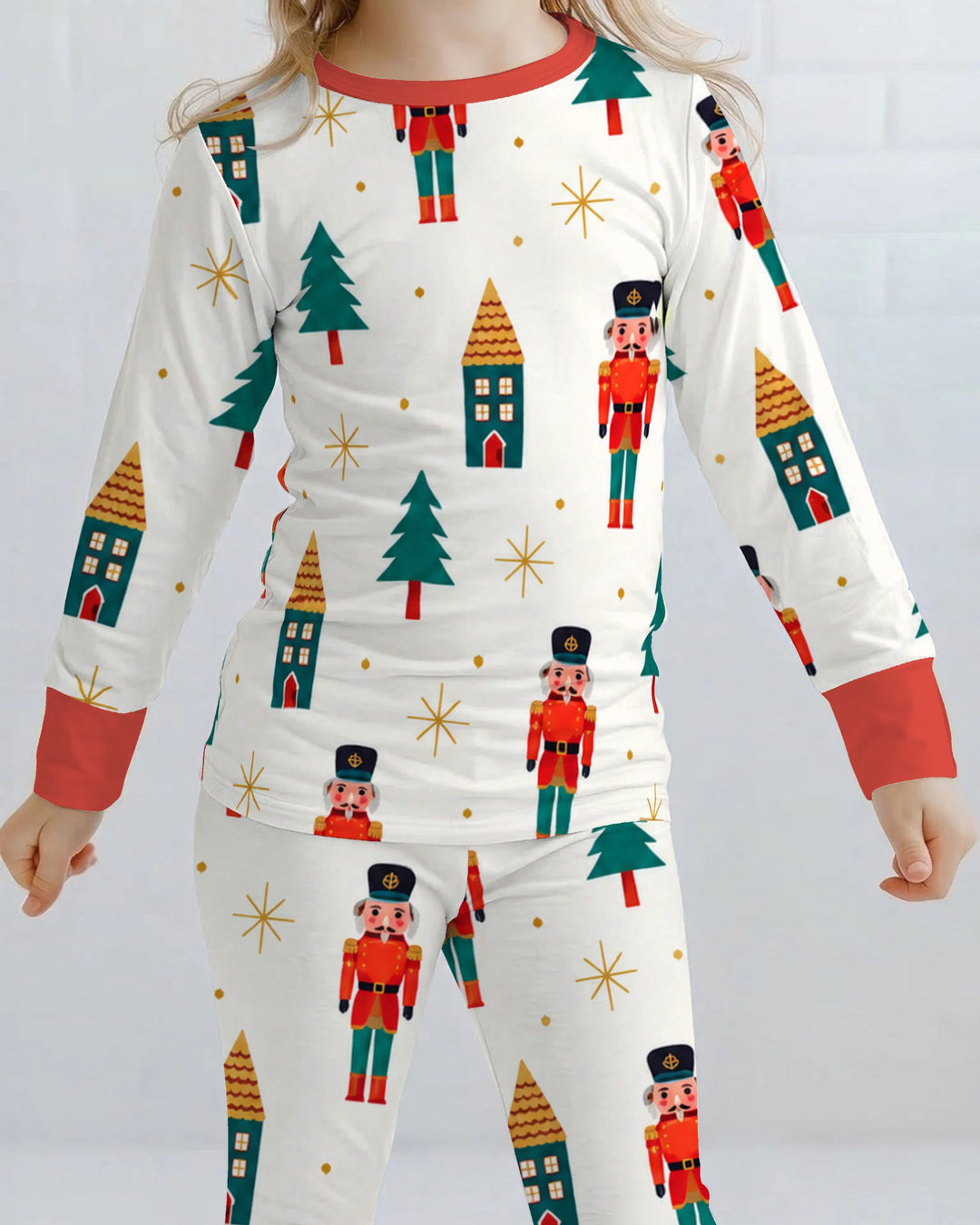 Classic Nutcracker Christmas Village Bamboo Two Piece Long Sleeve Pajama Set