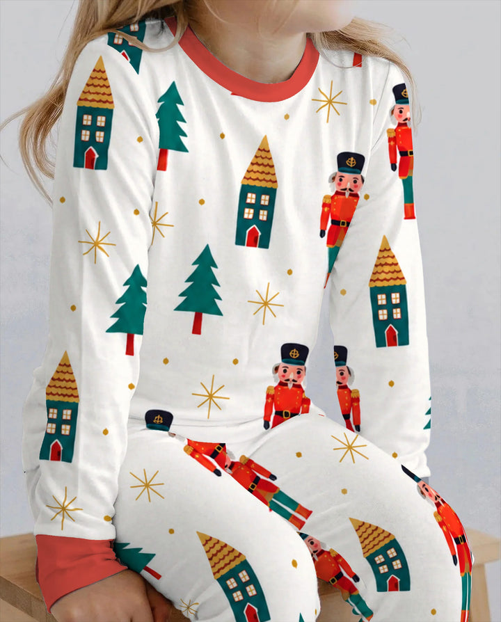 Classic Nutcracker Christmas Village Bamboo Two Piece Long Sleeve Pajama Set