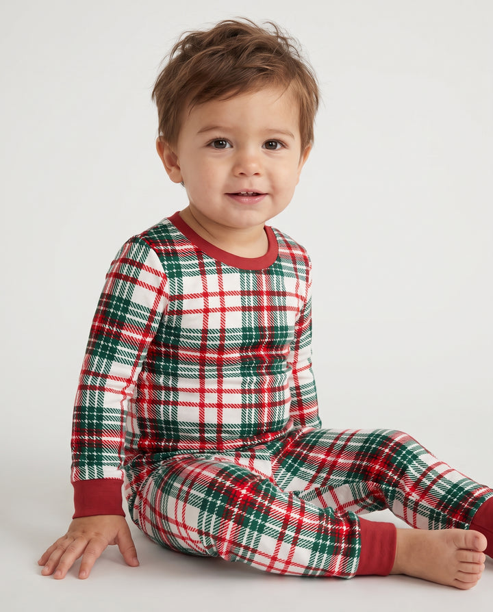 Classic Christmas Tartan Plaid Bamboo Two Piece Long Sleeve Pajama Set
