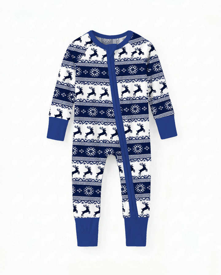 Navy Nordic Reindeer Fair Isle Bamboo Convertible Zippy