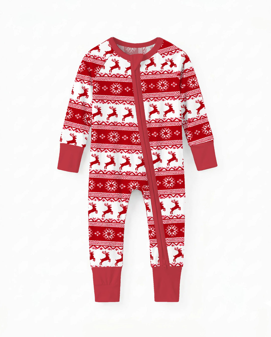 Red Nordic Reindeer Fair Isle Bamboo Convertible Zippy