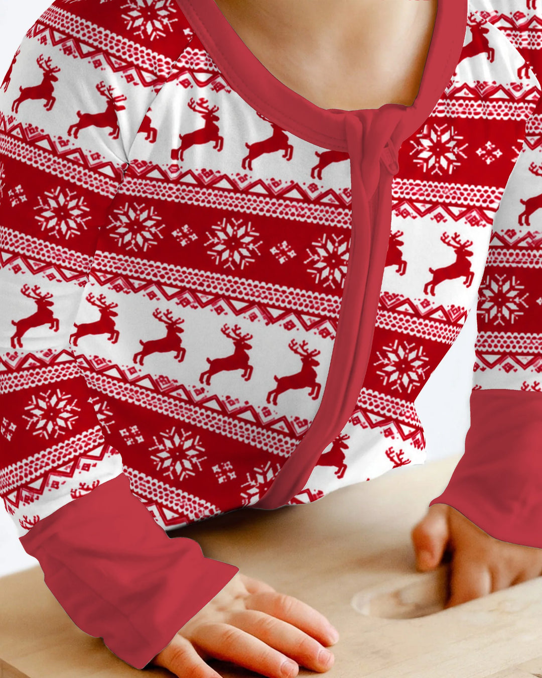Red Nordic Reindeer Fair Isle Bamboo Convertible Zippy